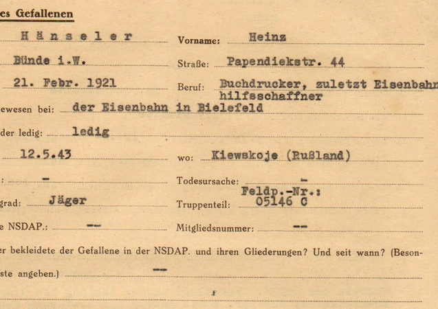 NSKOV documents soldier 101.Jäger-Division KIA 1943 Kuban - Image 2