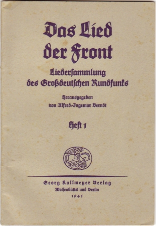 Song book Das Lied der Font 1941