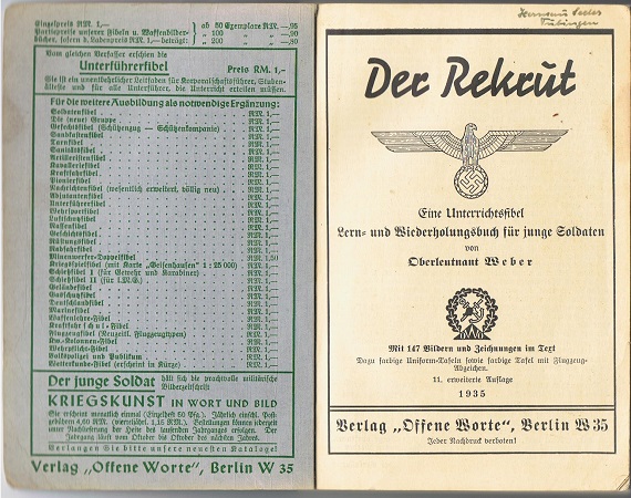 Der Rekrut 1935 general soldiers manual Offene Worte Berlin - Image 2