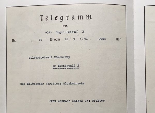 Decorative telegram Reichspost 1941 25th wedding anniversary - Image 2