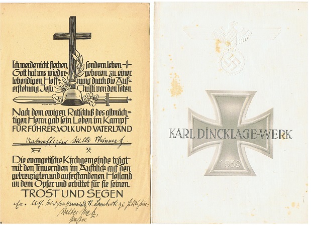 NSDAP Karl-Dincklage-Werk and catholic certificate war orphan