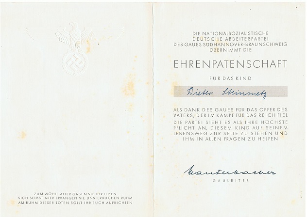 NSDAP Karl-Dincklage-Werk and catholic certificate war orphan - Image 2