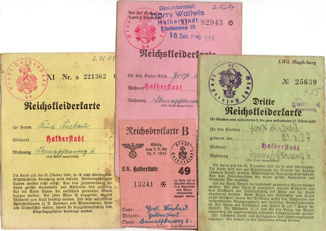 Four ration cards family Halberstadt 1939-43