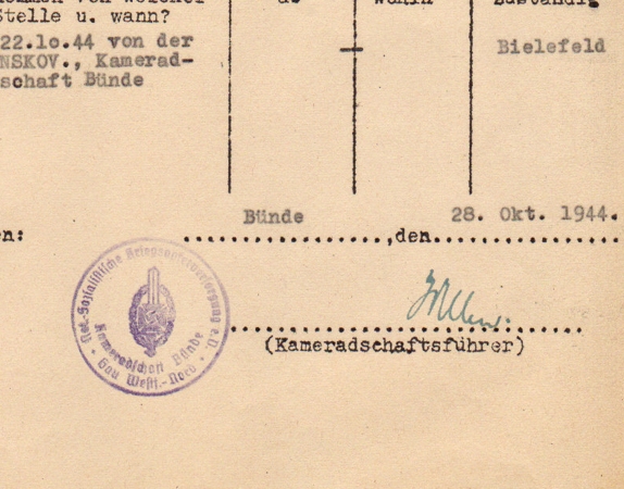 NSKOV document fighter pilot Jagdgeschwader 27 KIA 1944 - Image 3