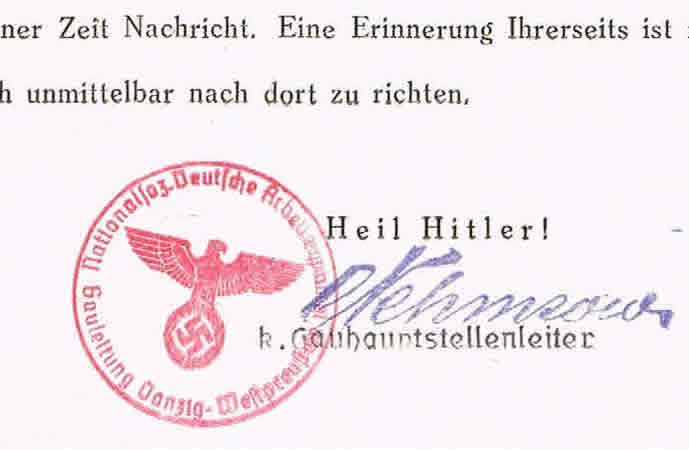 NSDAP document Gauleitung Danzig Austria 1941 - Image 2