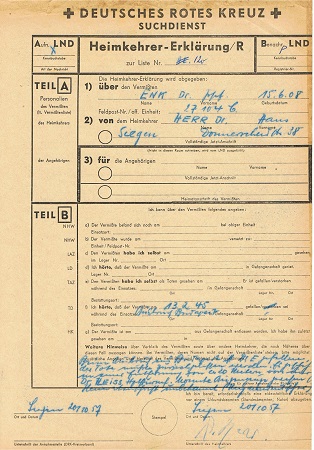 Red cross enquiry Doctor 22.SS-Division Maria Theresia Budapest