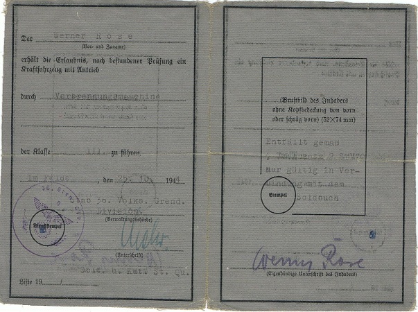 Military drivers license 36.Volks-Grenadier-Division 1944 - Image 2