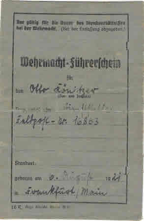 Wehrmacht drivers licence 1941 Panzer AOK 3