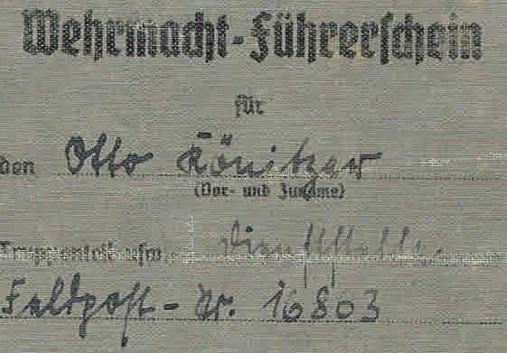 Wehrmacht drivers licence 1941 Panzer AOK 3 - Image 3