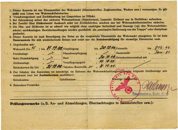 Special permit Sonderausweiss corporal Artillery 1942 Munich - Image 2