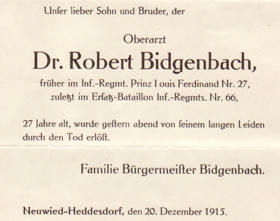 Death notification 1915 Oberarzt IR27 IR66 - Image 3