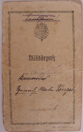 Militärpass Obergefreiter Artillery EK2 1916-1919