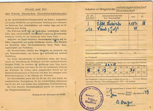 FDGB labour society pass 1947 Salzwedel - Image 3