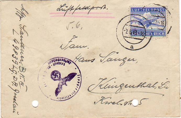 Luftfeldpost 1943 Lufwaffe Airfield Kiew Russia