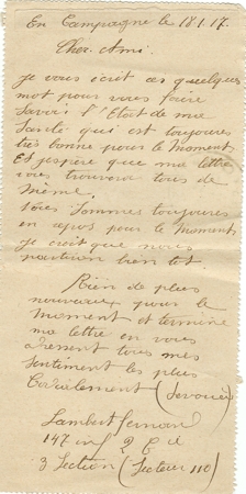 French field post letter 1917 soldier Infantry - Image 2