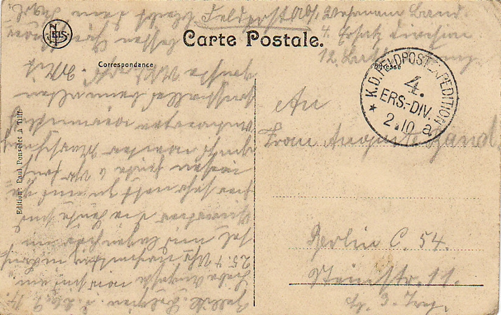 Fieldpost card 4.Ersatz-Division Belgium 1914 Mery-Tilff - Image 2