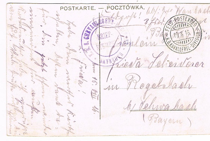 Fieldpost card Warsaw Poland 1916 Kavallerie-Division - Image 2