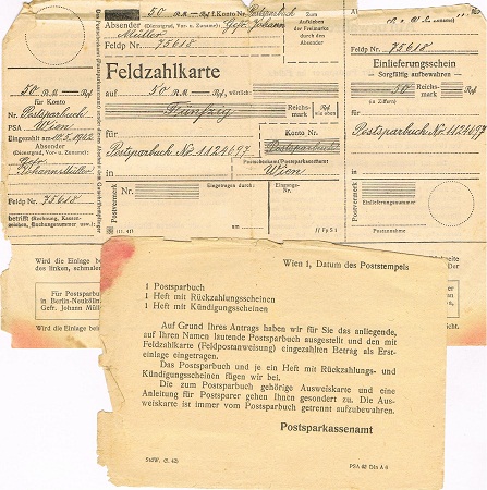 Field payment documents 1942 Deutsche Reichspost