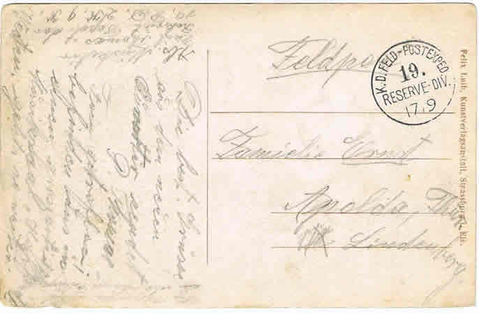 Fieldpost card musketier 19.Reserve-Division Vosges France - Image 2