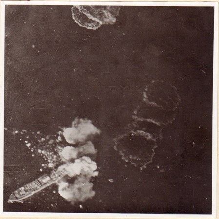 Luftwaffe aerial photo bombed ship Sewastopol Black Sea