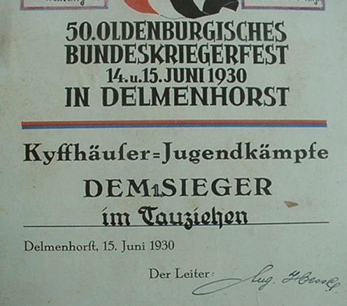 Framed certificate Delmenhorst 1930 Kyffhäuser-Jugend - Image 2