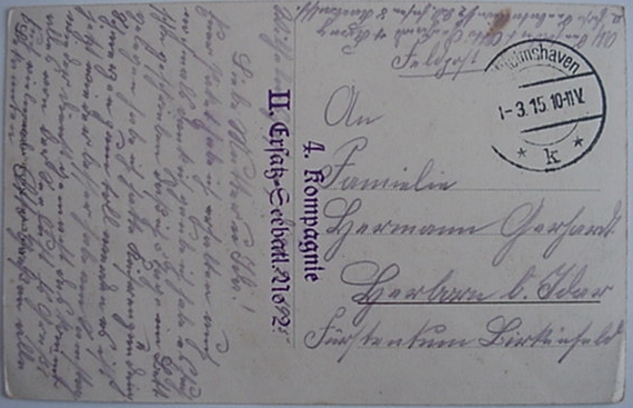 Fieldpost card with U-Boot 1915 Seebataillon No2 - Image 2