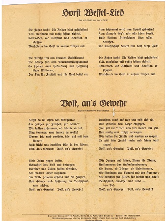 Page with Horst Wessel-Lied and Adolf Hitler