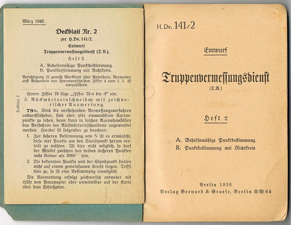 H.Dv.141/2 Truppen vermessungsdienst 1941 Artillery - Image 2