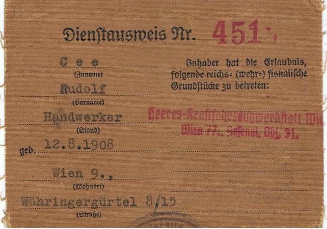 Service ID handworker Heeres-Kraftfahrwerkstatt Wien 1944-45 - Image 2