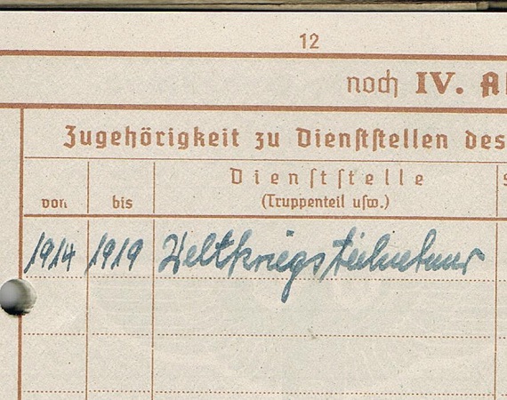 Wehrpass WW2 for WW1 combatant Herne died 1944 - Image 5