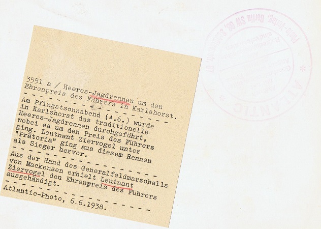 Press photo Heeres Jagdrennen Karlshorst 1938 Von Mackensen - Image 2