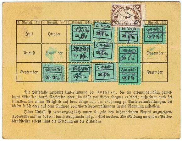 NSDAP Quittungskarte contribution card Rostock 1933 - Image 2