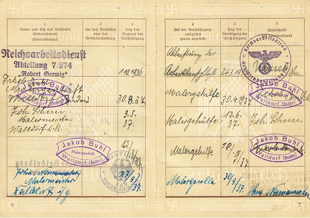 Third Reich labour pass Heidelberg painter Walldorf RAD - Image 3