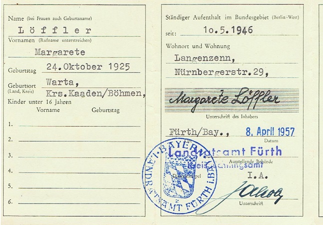 ID card BRD 1957 Fürth Langenzenn - Image 2