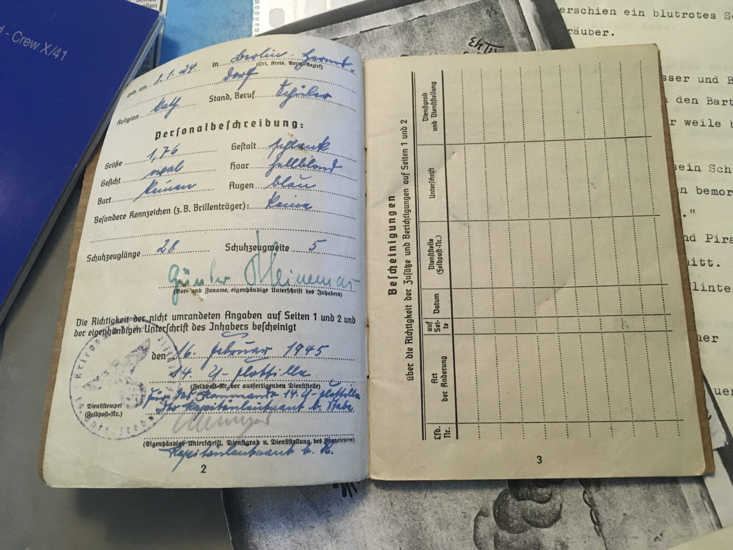 Soldbuch group Leutnant U-Boat service U-293 Kapitänleutnant - Image 24