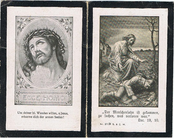 Obituary card medic KIA 1918 western front - Image 2