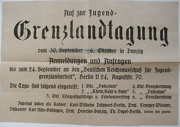 Large pamflet Jugend Grenzlandtagung Danzig Austria