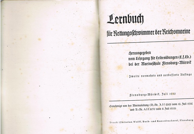 Reichsmarine instruction book for life saving swimmers 1933 - Image 2
