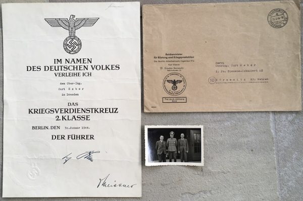 KVK2 with envelope and photo 1944 Siemens employee Dresden