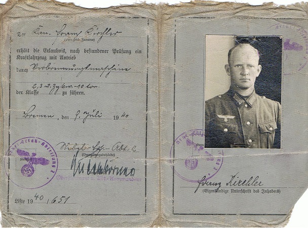 Drivers license Kanonier Werfer-Ersatz-Abteilung 2 Bremen - Image 2
