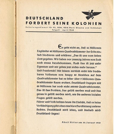 Schulungsdienst der HJ Deutschland fordert seine Kolonien 1940 - Image 2