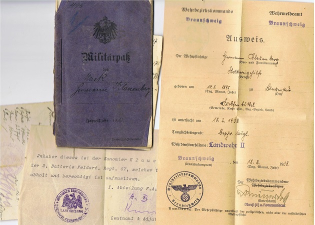 Militärpass and documents Artillery Russia and France