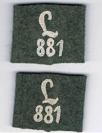 Pair slip-on numbers L881 Landesschützen-Bataillon 881