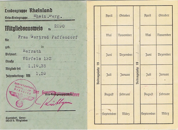 Luftschutz memberships pass Bensberg Landesgruppe Rheinland - Image 2
