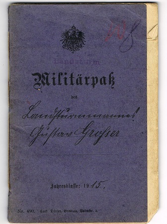 Militärpass 1915 and Landsturm-Schein Infanterie-Regiment 11