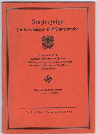 Fingerzeige für die Gesetzes- und Amtsprache Berlin 1934