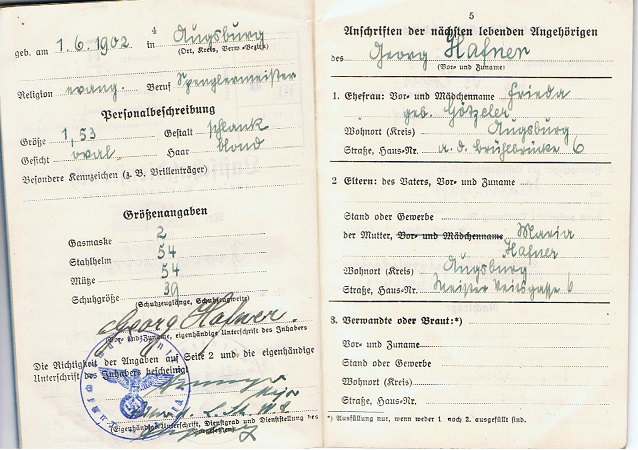 Luftschutz Dienstbuch service pass France München 1941 - Image 3