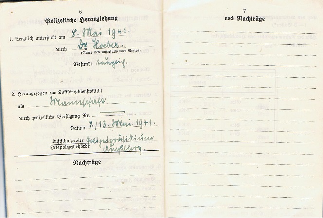 Luftschutz Dienstbuch service pass France München 1941 - Image 4