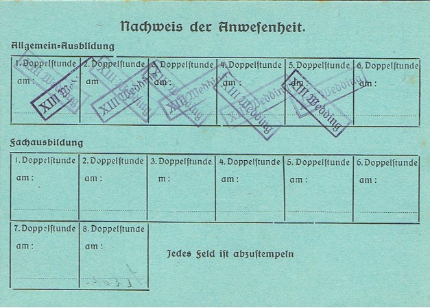 Luftschutz course participation card Berlin Wedding 1938 - Image 2