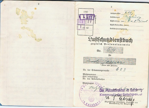 Luftschutz service pass Salzburg Austria 1938-1942 - Image 2